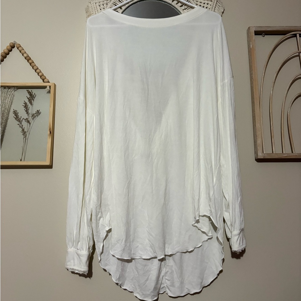 Free People White Shimmy Shake oversized top